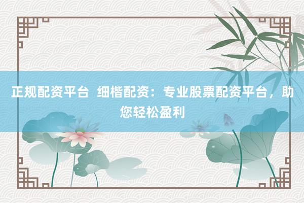 正规配资平台  细楷配资：专业股票配资平台，助您轻松盈利