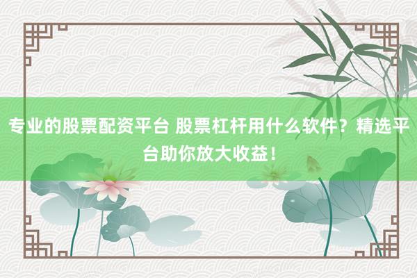 专业的股票配资平台 股票杠杆用什么软件?精选平台助你放大收益!