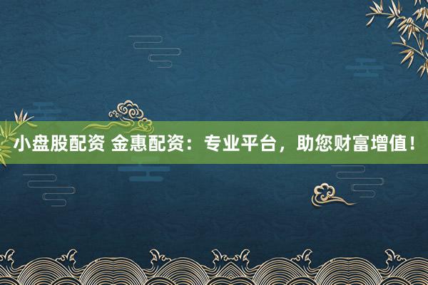 小盘股配资 金惠配资:专业平台,助您财富增值!