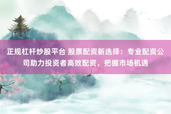 正规杠杆炒股平台 股票配资新选择:专业配资公司助力投资者高效配资,把握市场机遇