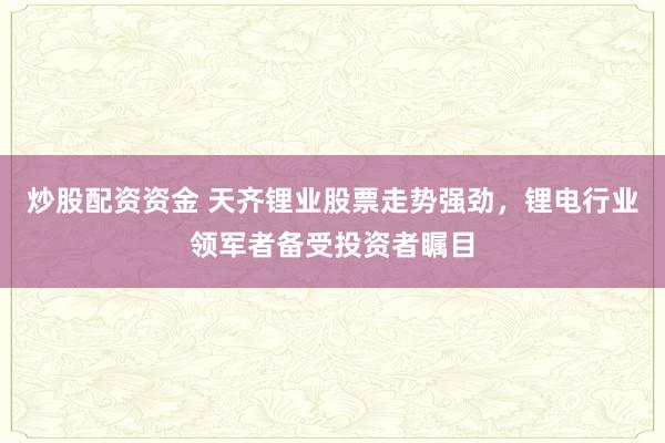 炒股配资资金 天齐锂业股票走势强劲,锂电行业领军者备受投资者瞩目