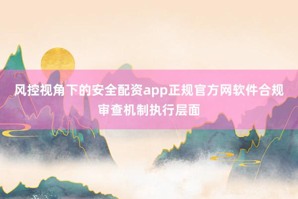 风控视角下的安全配资app正规官方网软件合规审查机制执行层面