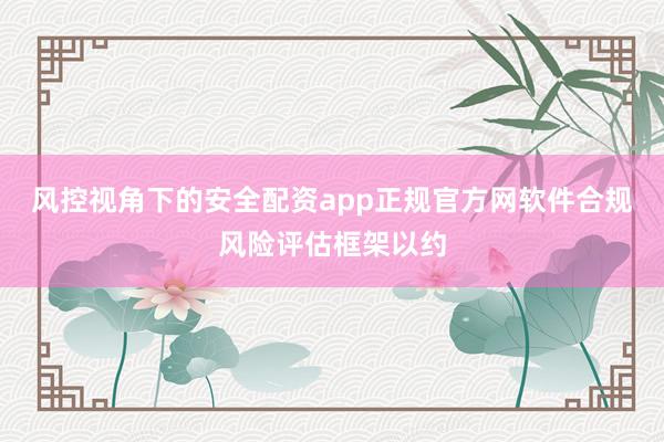 风控视角下的安全配资app正规官方网软件合规风险评估框架以约
