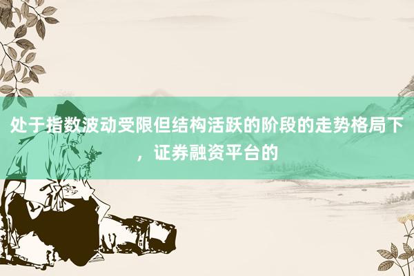 处于指数波动受限但结构活跃的阶段的走势格局下，证券融资平台的