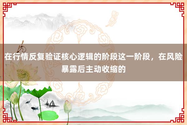 在行情反复验证核心逻辑的阶段这一阶段，在风险暴露后主动收缩的