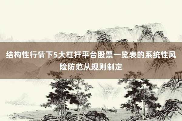结构性行情下5大杠杆平台股票一览表的系统性风险防范从规则制定