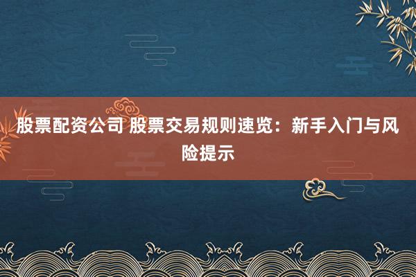 股票配资公司 股票交易规则速览：新手入门与风险提示