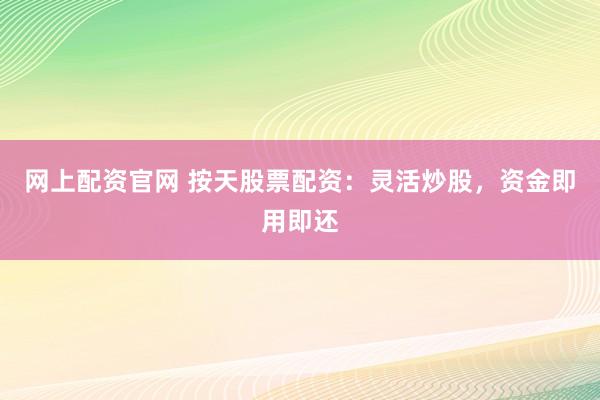 网上配资官网 按天股票配资：灵活炒股，资金即用即还