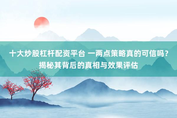 十大炒股杠杆配资平台 一两点策略真的可信吗？揭秘其背后的真相与效果评估