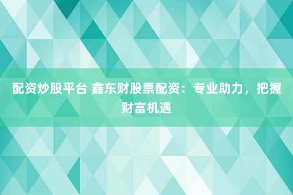 配资炒股平台 鑫东财股票配资：专业助力，把握财富机遇