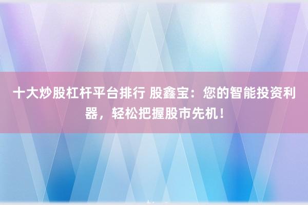 十大炒股杠杆平台排行 股鑫宝：您的智能投资利器，轻松把握股市先机！