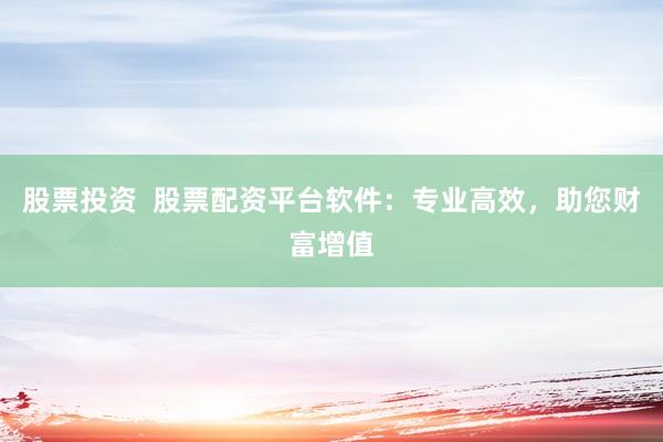 股票投资 股票配资平台软件:专业高效,助您财富增值